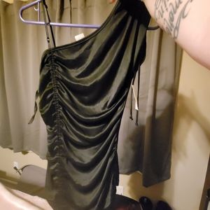 Black satin tank top